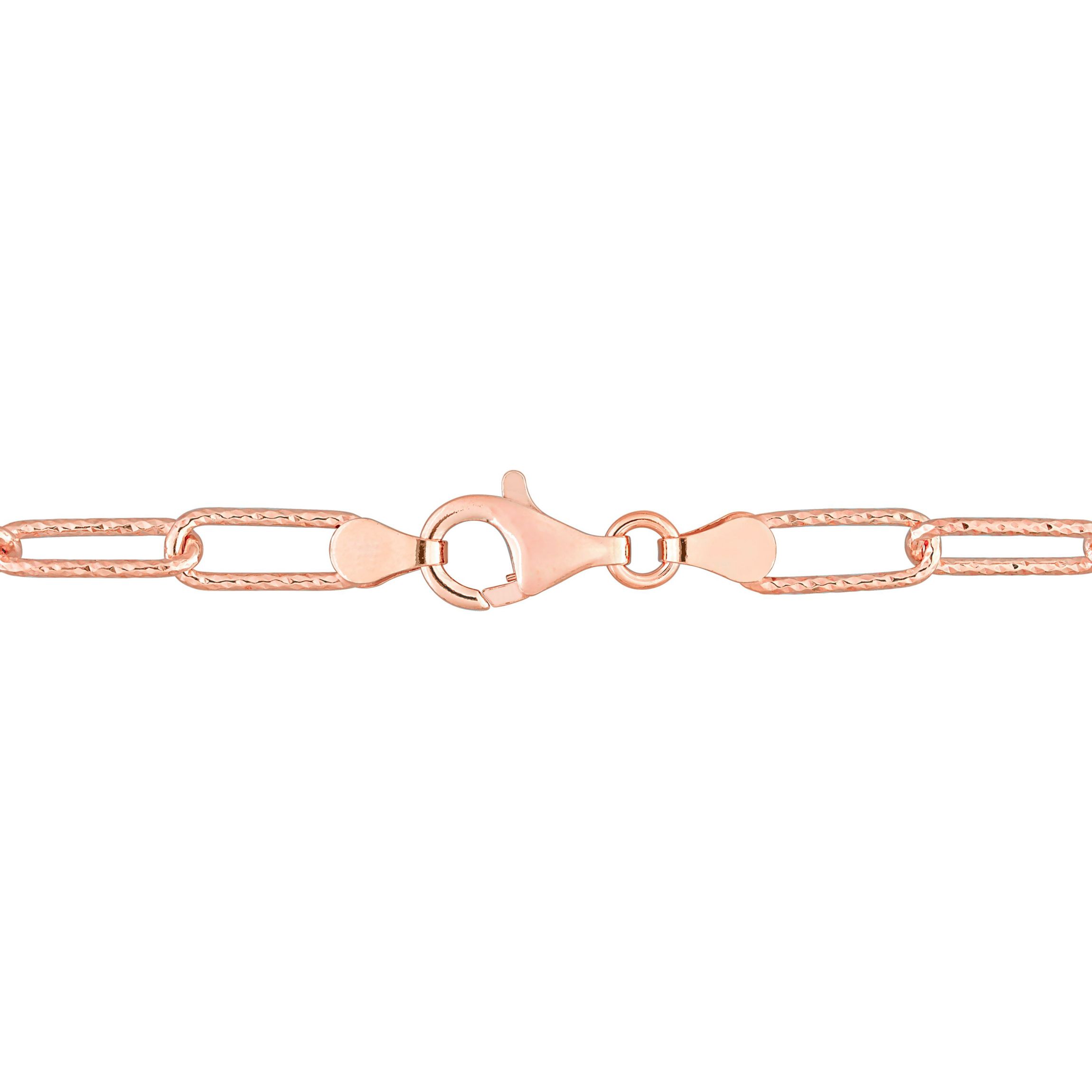 5MM Fancy Paperclip Chain Necklace in 18k Rose Gold Plated Sterling Silver, 32"