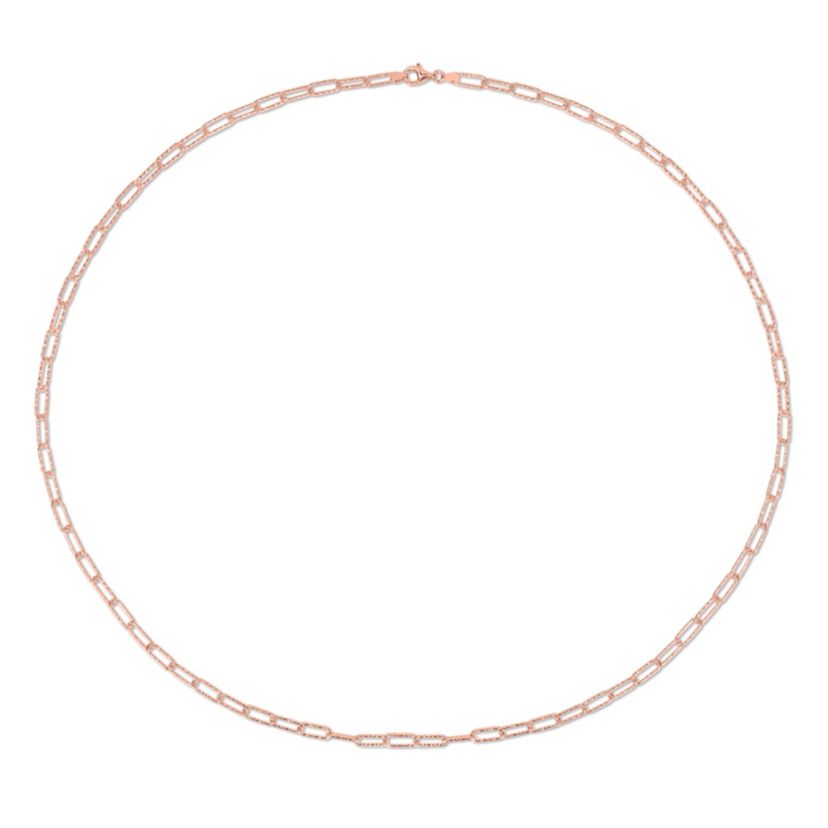 5MM Fancy Paperclip Chain Necklace in 18k Rose Gold Plated Sterling Silver, 32"