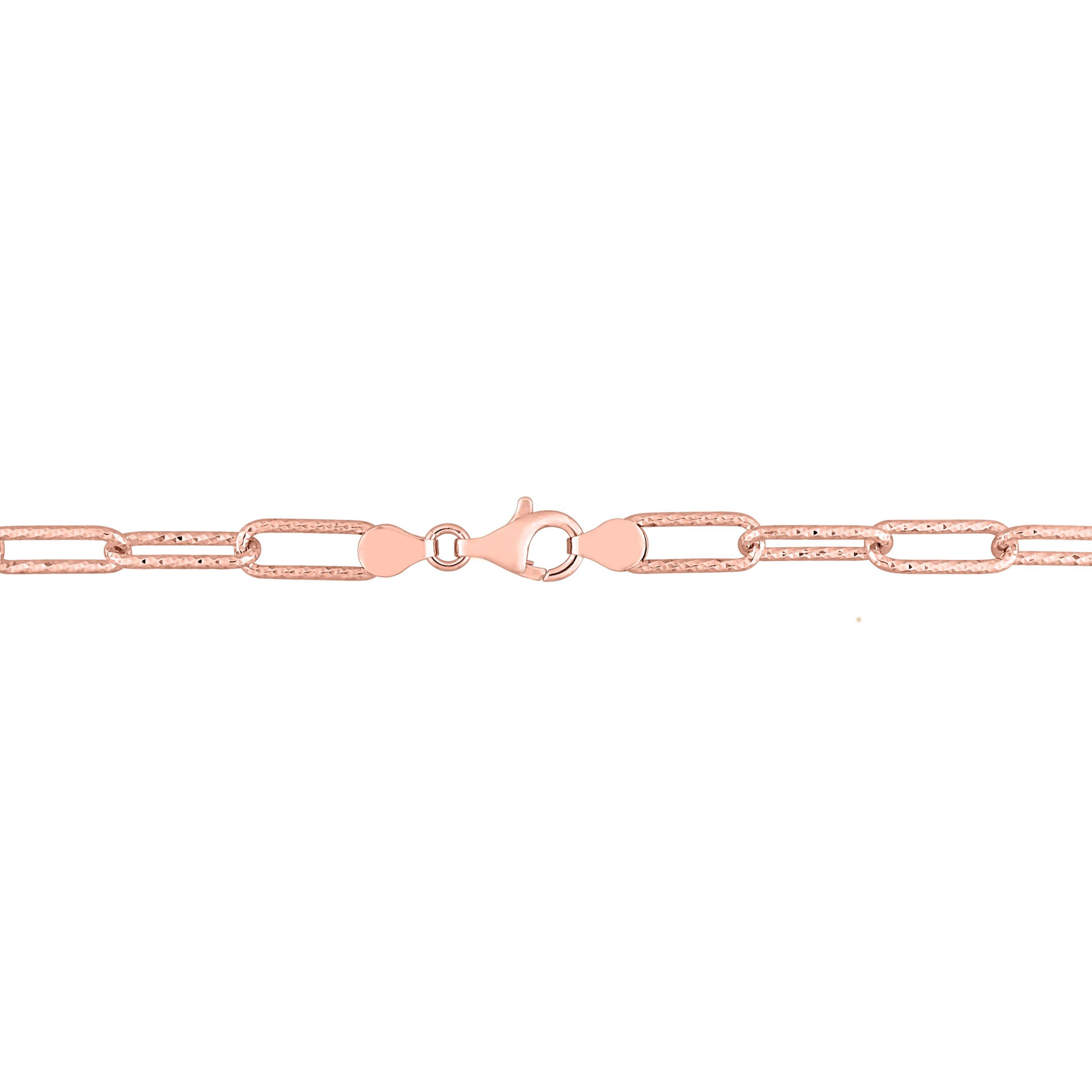 6MM Fancy Paperclip Chain Necklace in 18k Rose Gold Plated Sterling Silver, 20"