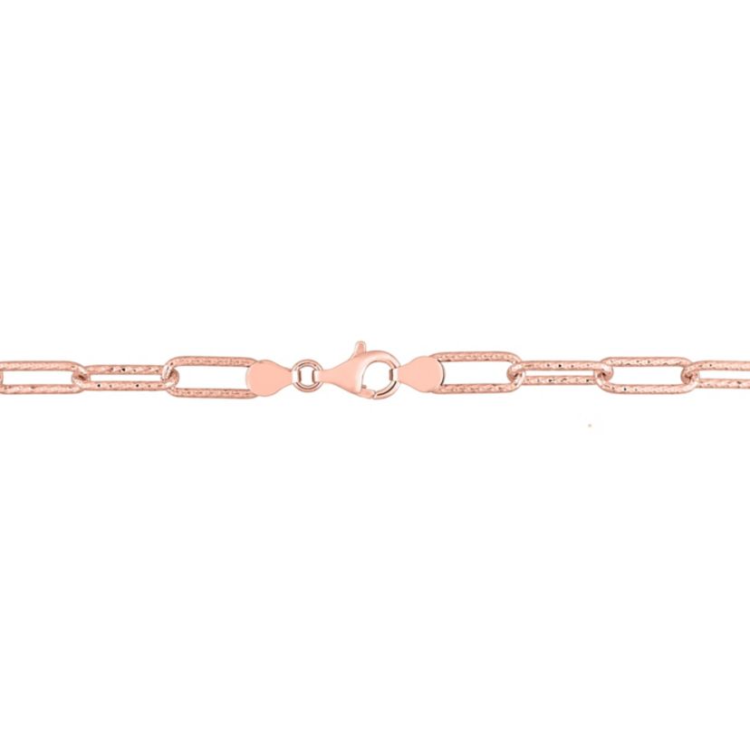 6MM Fancy Paperclip Chain Necklace in 18k Rose Gold Plated Sterling Silver, 20"