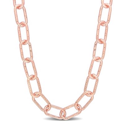 Belk & Co. 9MM Fancy Paperclip Chain Necklace in 18k Rose Gold Plated  Sterling Silver, 36