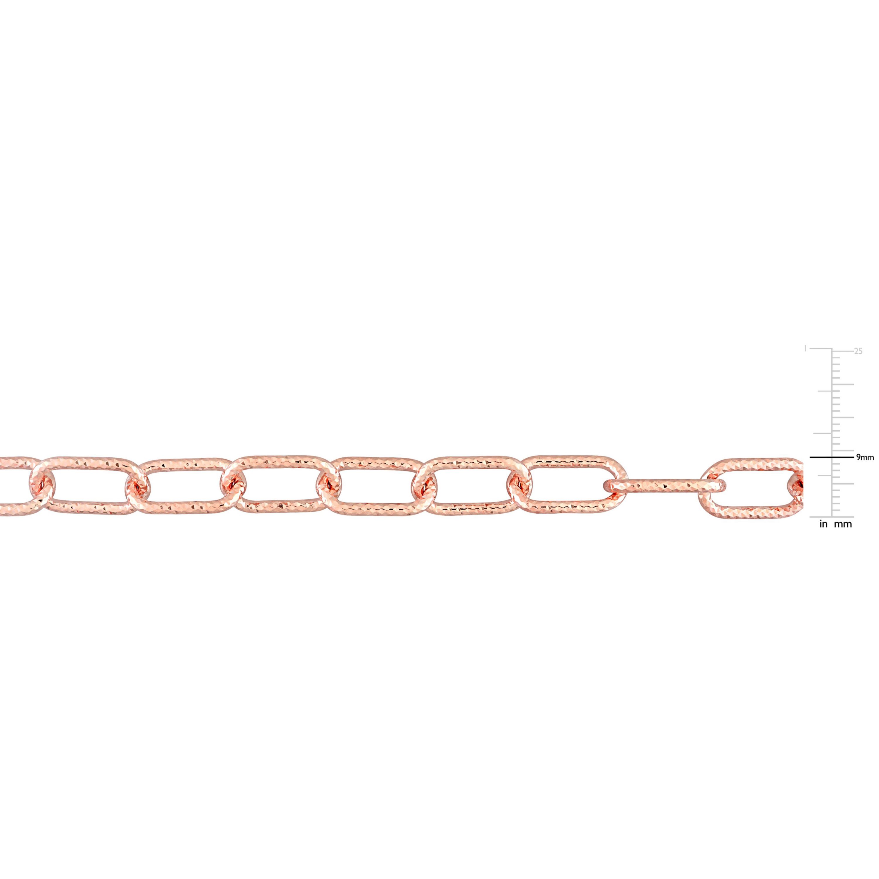 9MM Fancy Paperclip Chain Necklace in 18k Rose Gold Plated Sterling Silver, 36"