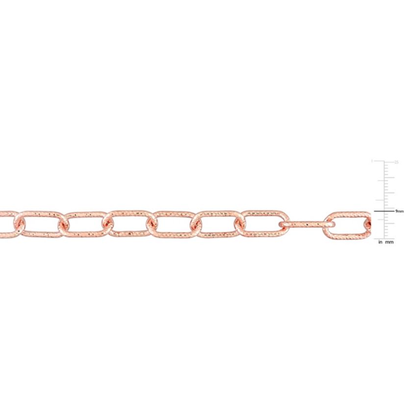 9MM Fancy Paperclip Chain Necklace in 18k Rose Gold Plated Sterling Silver, 36"