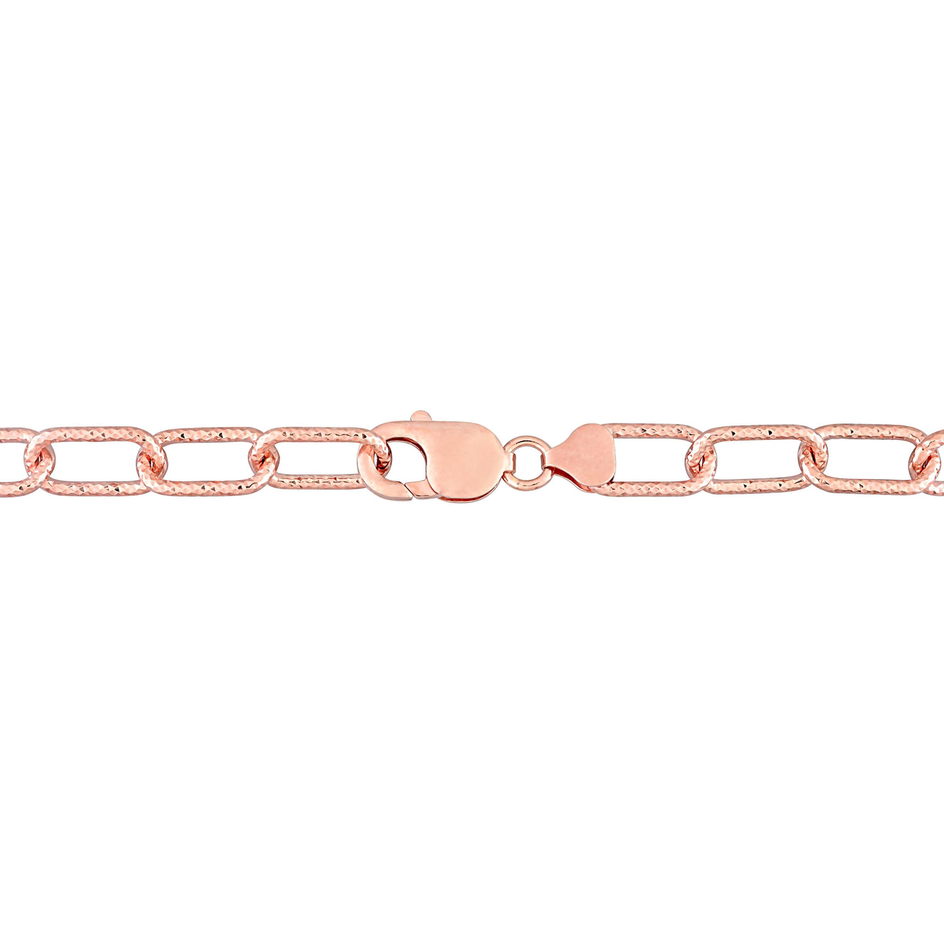 9MM Fancy Paperclip Chain Necklace in 18k Rose Gold Plated Sterling Silver, 36"