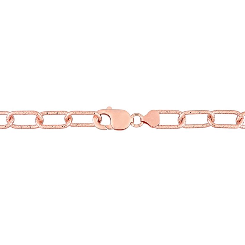 9MM Fancy Paperclip Chain Necklace in 18k Rose Gold Plated Sterling Silver, 36"
