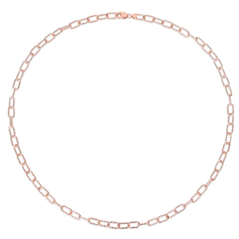 9MM Fancy Paperclip Chain Necklace in 18k Rose Gold Plated Sterling Silver, 36"
