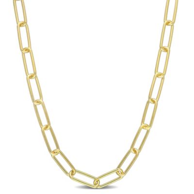 Haylee Jewels 5MM Polished Paperclip Chain Necklace in 18k Yellow Gold Plated Sterling Silver, 32"