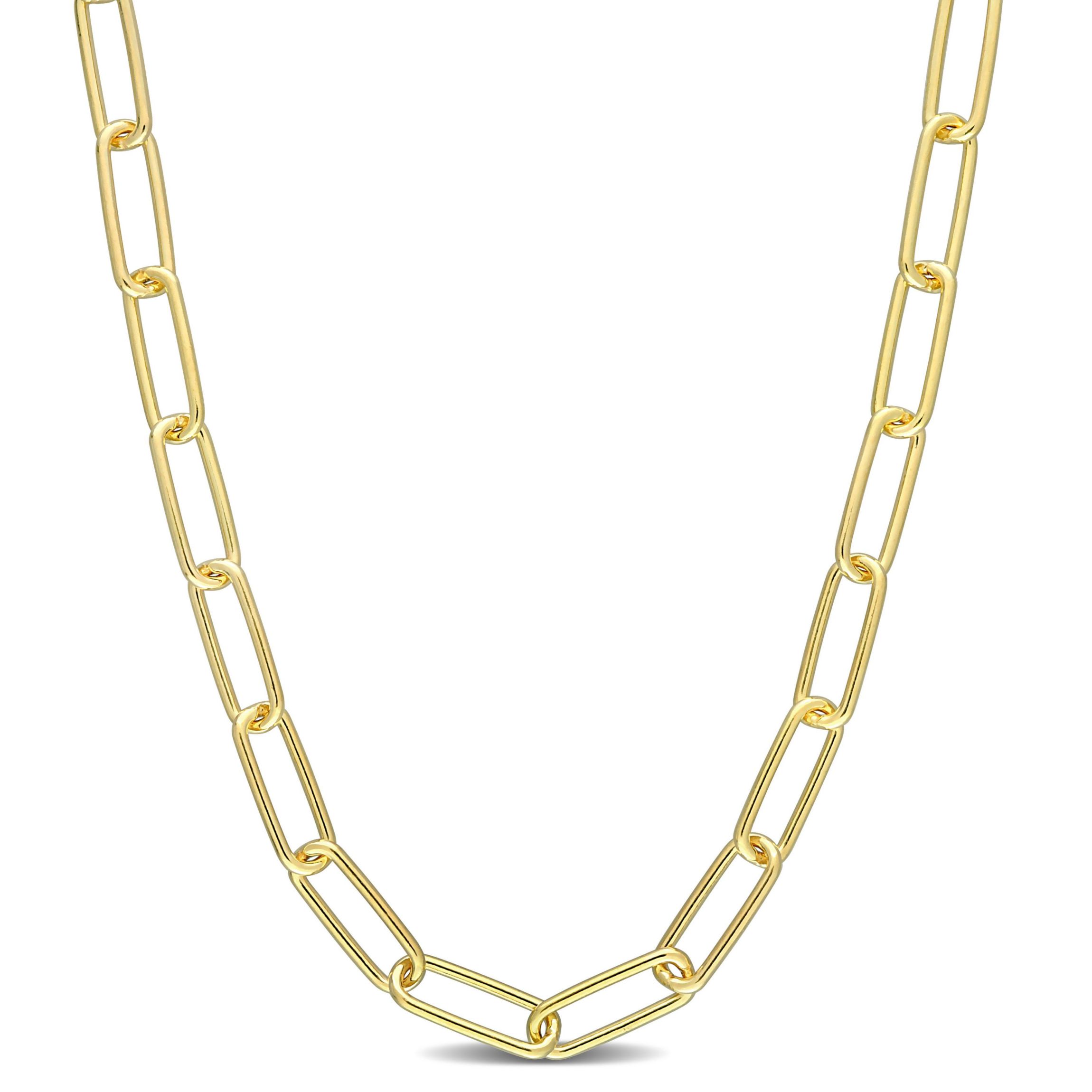 5MM Polished Paperclip Chain Necklace in 18k Yellow Gold Plated Sterling Silver, 32"