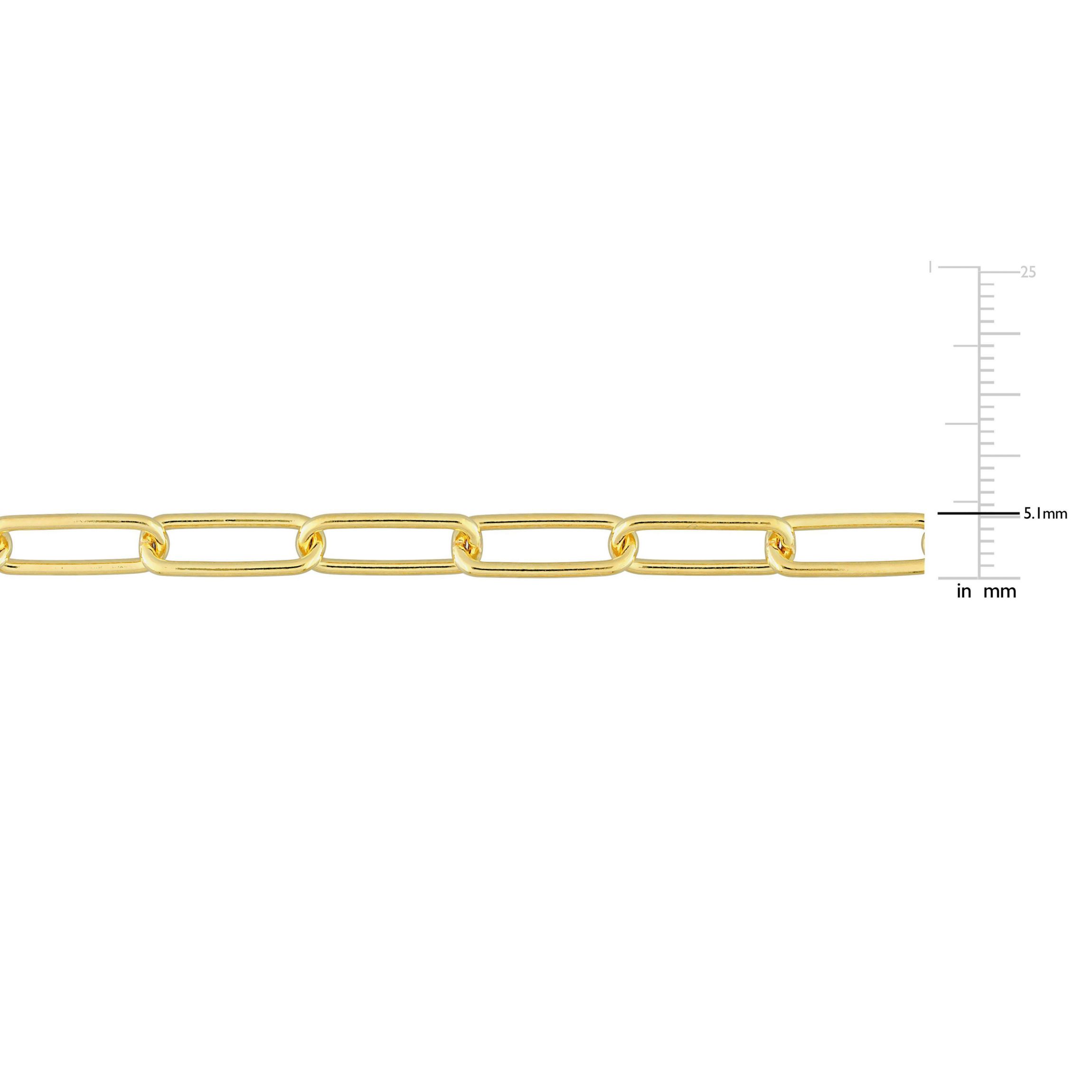 5MM Polished Paperclip Chain Necklace in 18k Yellow Gold Plated Sterling Silver, 32"