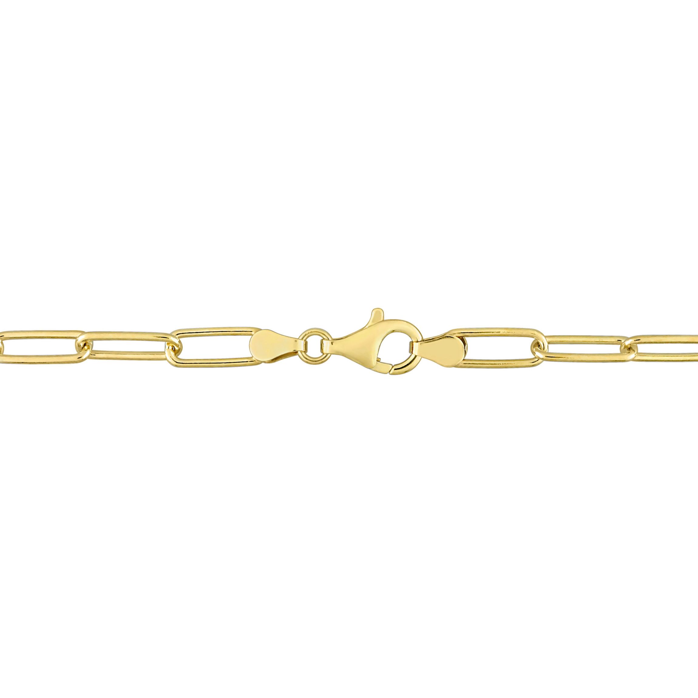 5MM Polished Paperclip Chain Necklace in 18k Yellow Gold Plated Sterling Silver, 32"