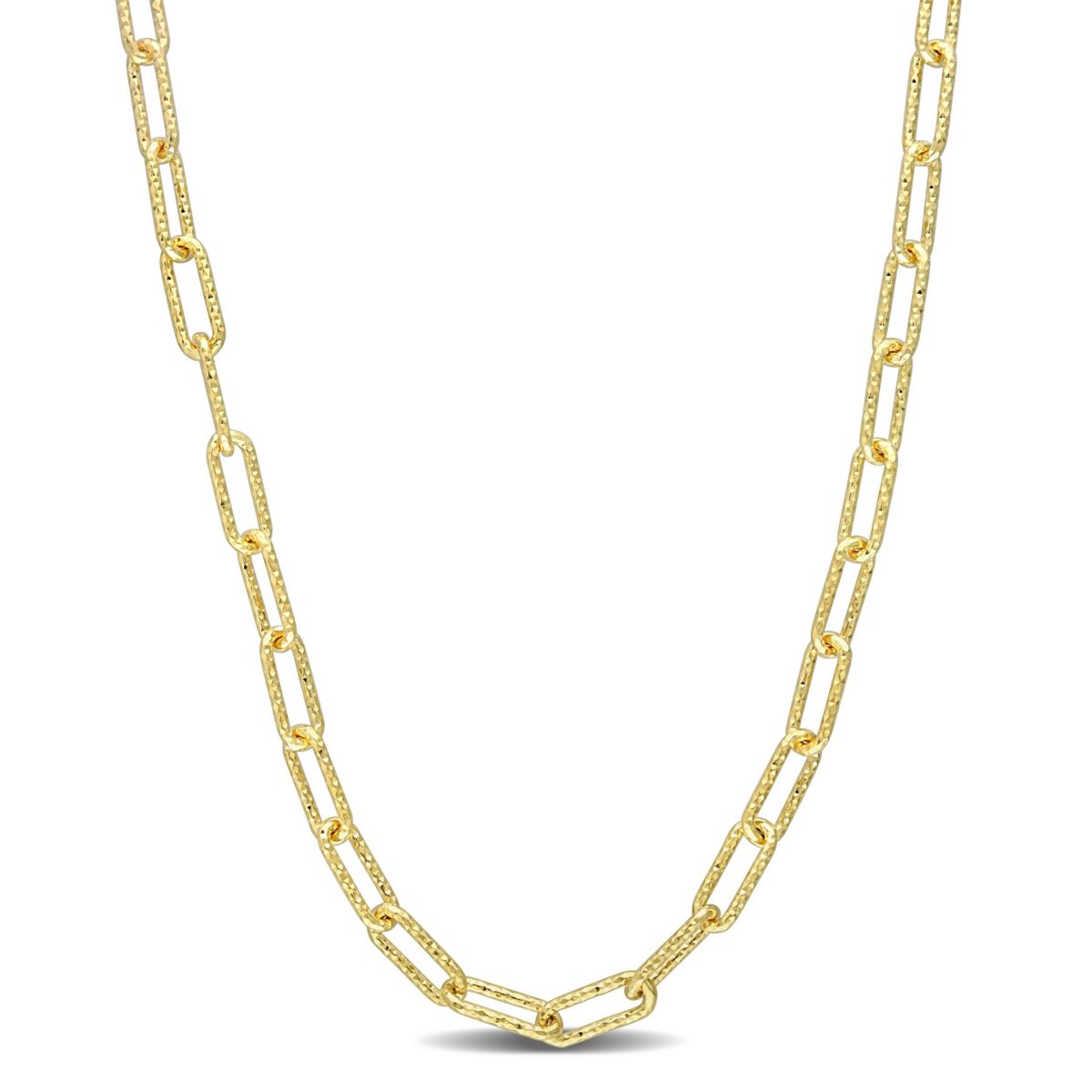 3.5MM Fancy Paperclip Chain Necklace in 18k Yellow Gold Plated Sterling Silver, 16"