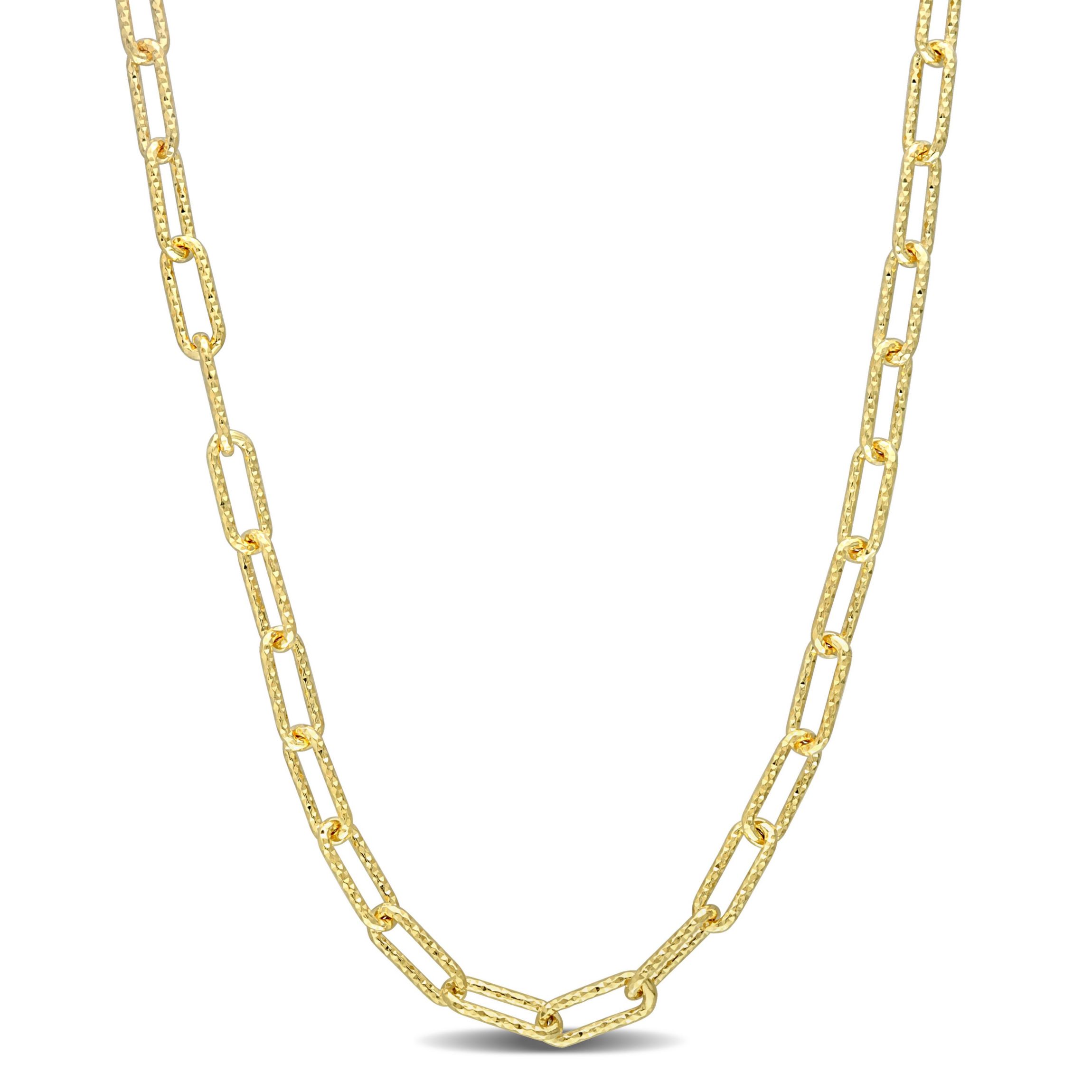 3.5MM Fancy Paperclip Chain Necklace in 18k Yellow Gold Plated Sterling Silver, 16"