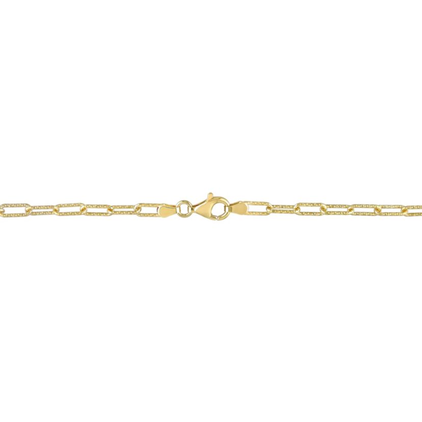 3.5MM Fancy Paperclip Chain Necklace in 18k Yellow Gold Plated Sterling Silver, 16"