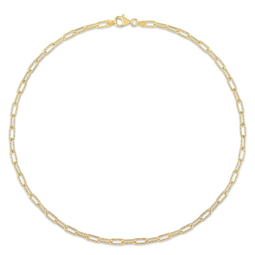 3.5MM Fancy Paperclip Chain Necklace in 18k Yellow Gold Plated Sterling Silver, 16"