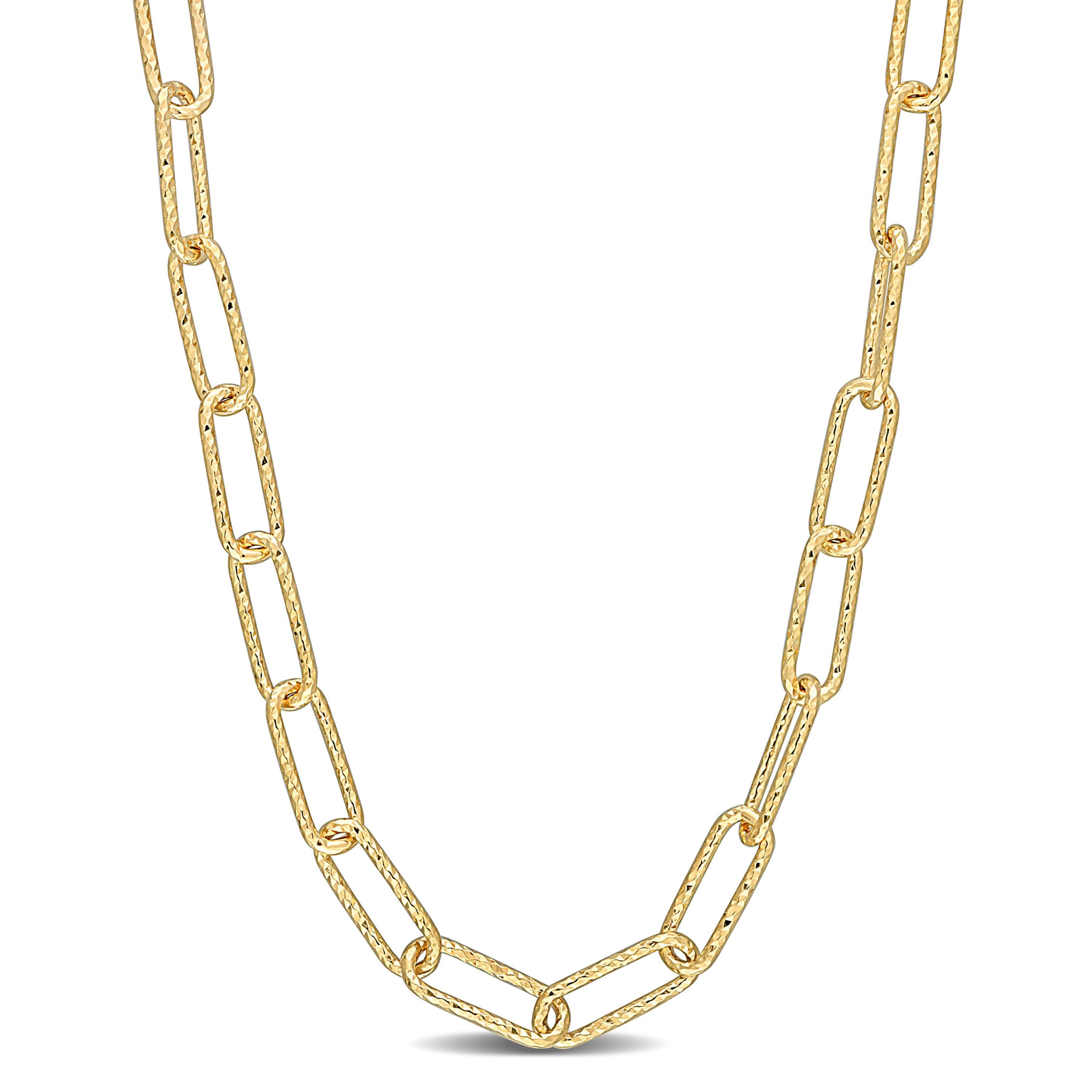 5MM Fancy Paperclip Chain Necklace in 18k Yellow Gold Plated Sterling Silver, 36"