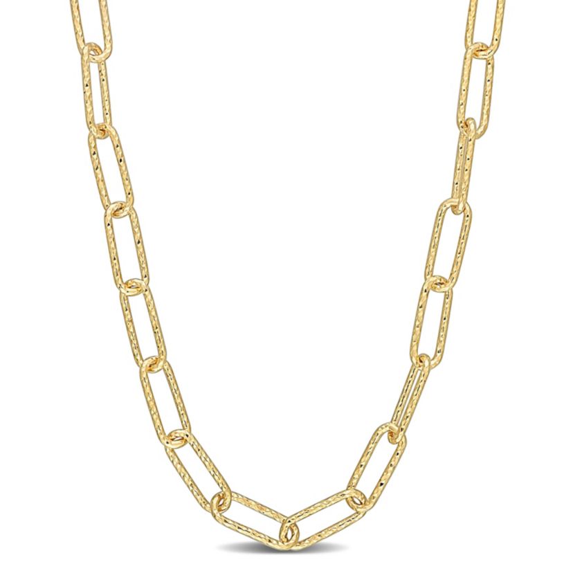 5MM Fancy Paperclip Chain Necklace in 18k Yellow Gold Plated Sterling Silver, 36"