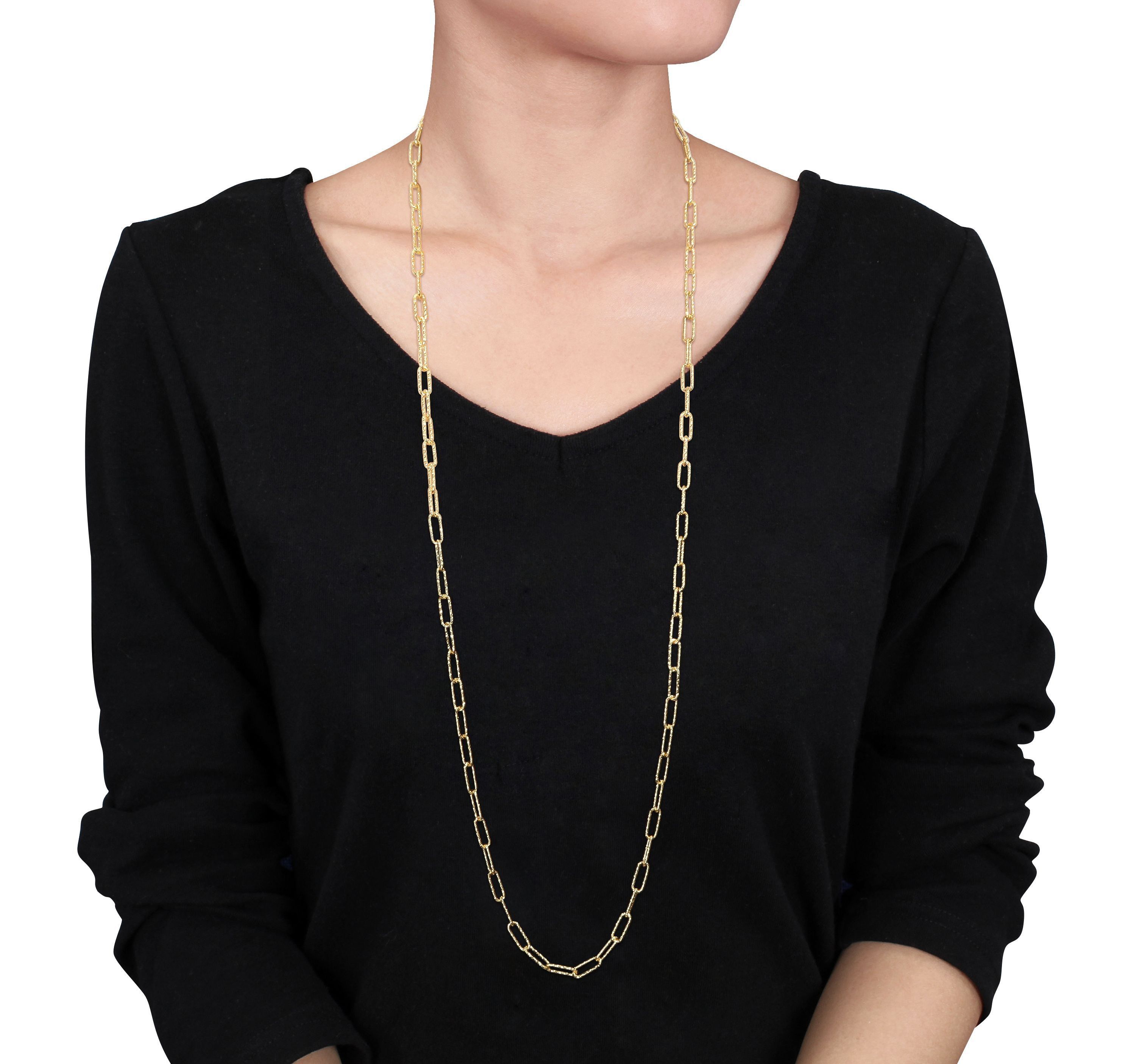 5MM Fancy Paperclip Chain Necklace in 18k Yellow Gold Plated Sterling Silver, 36"