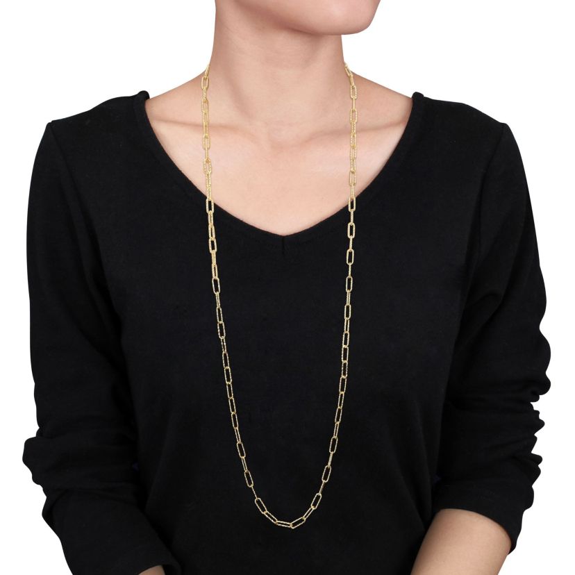 5MM Fancy Paperclip Chain Necklace in 18k Yellow Gold Plated Sterling Silver, 36"