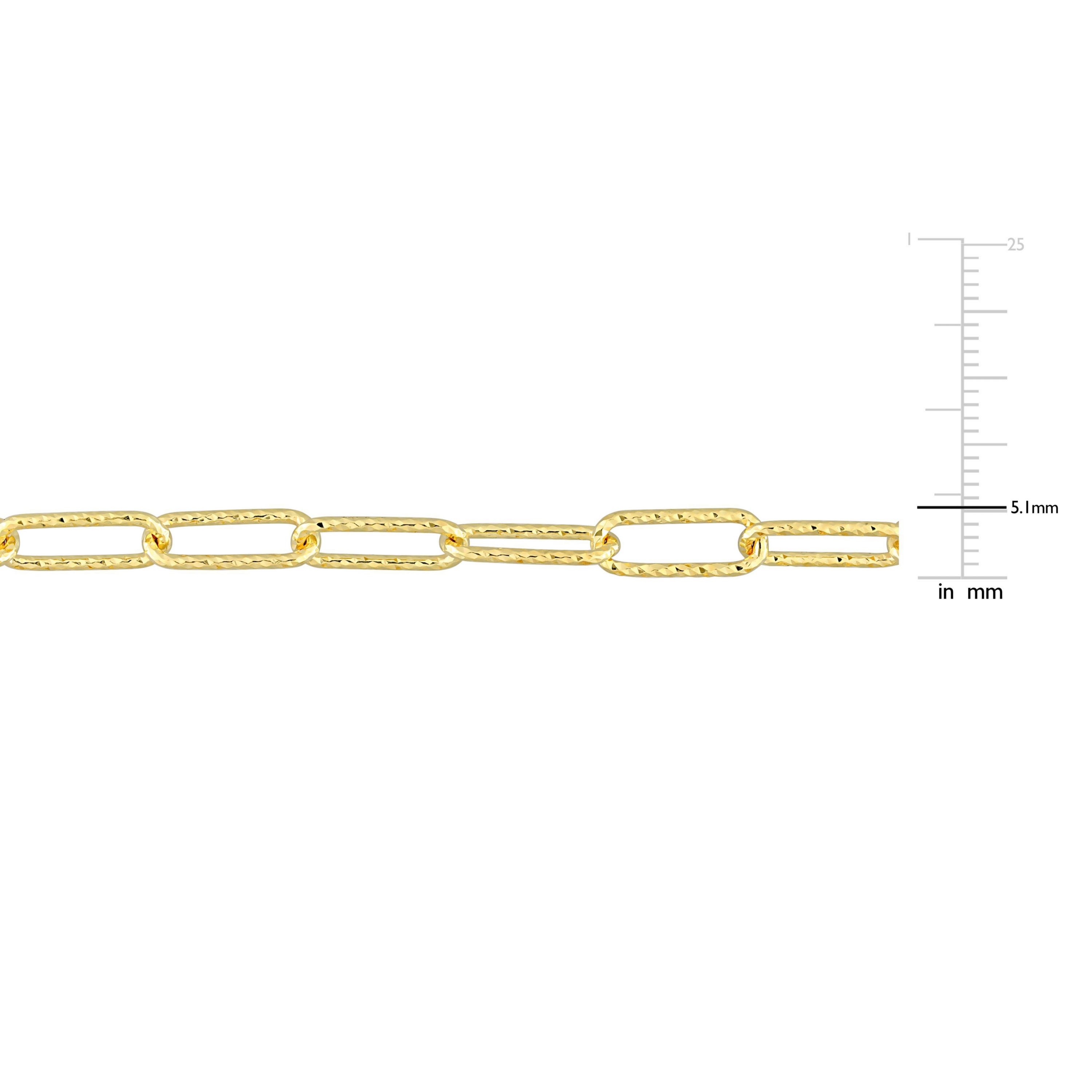 5MM Fancy Paperclip Chain Necklace in 18k Yellow Gold Plated Sterling Silver, 36"