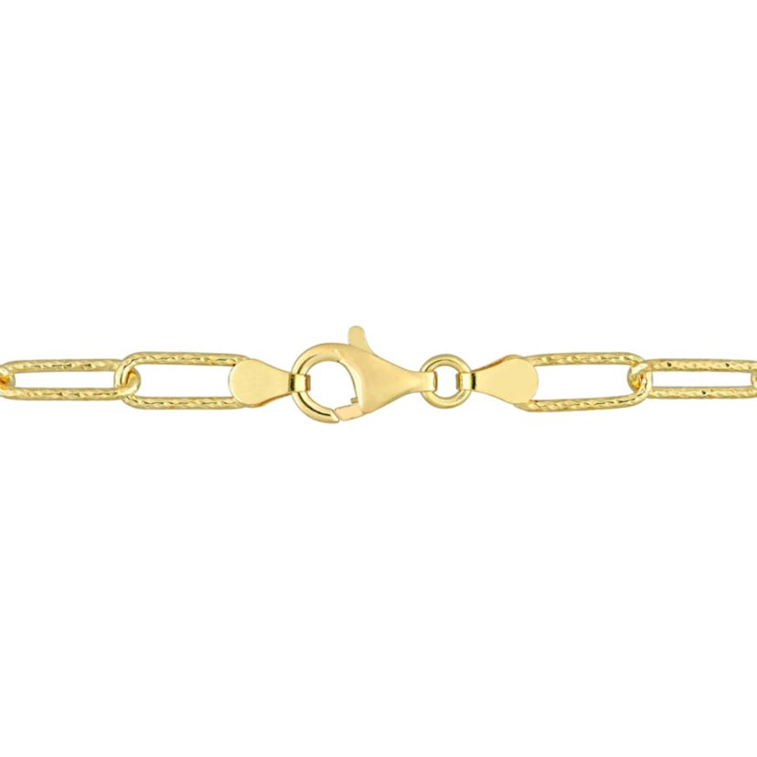 5MM Fancy Paperclip Chain Necklace in 18k Yellow Gold Plated Sterling Silver, 36"