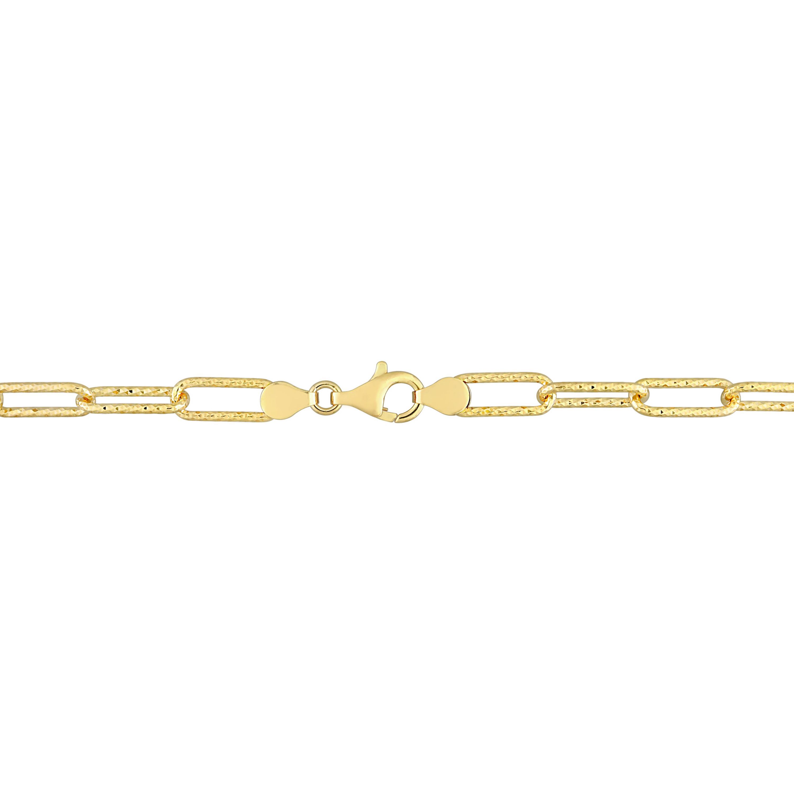 6MM Fancy Paperclip Chain Necklace in 18k Yellow Gold Plated Sterling Silver, 16"
