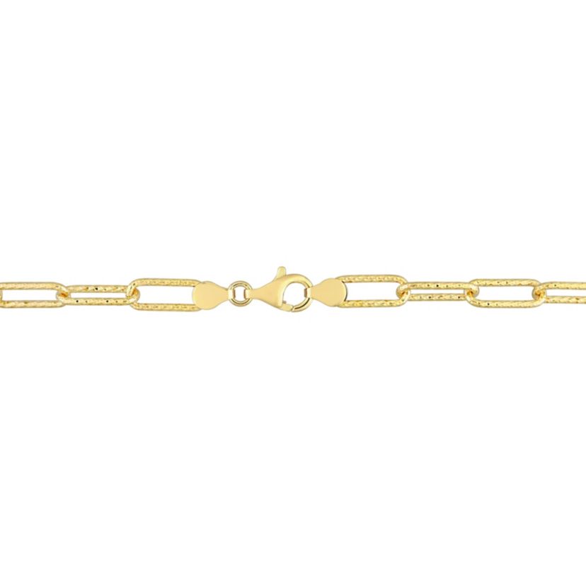 6MM Fancy Paperclip Chain Necklace in 18k Yellow Gold Plated Sterling Silver, 16"