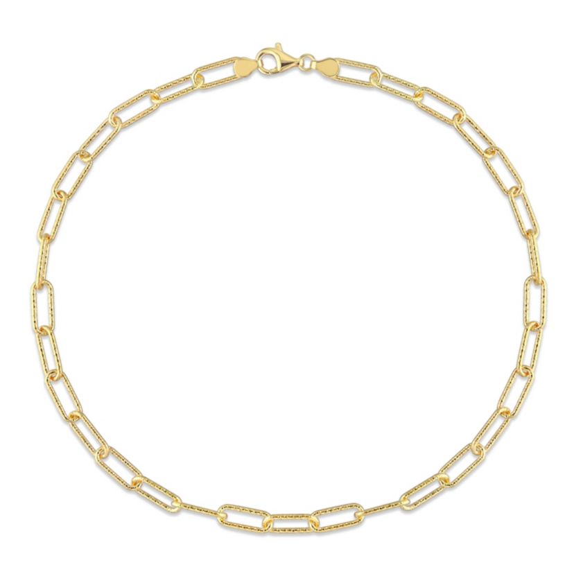 6MM Fancy Paperclip Chain Necklace in 18k Yellow Gold Plated Sterling Silver, 16"