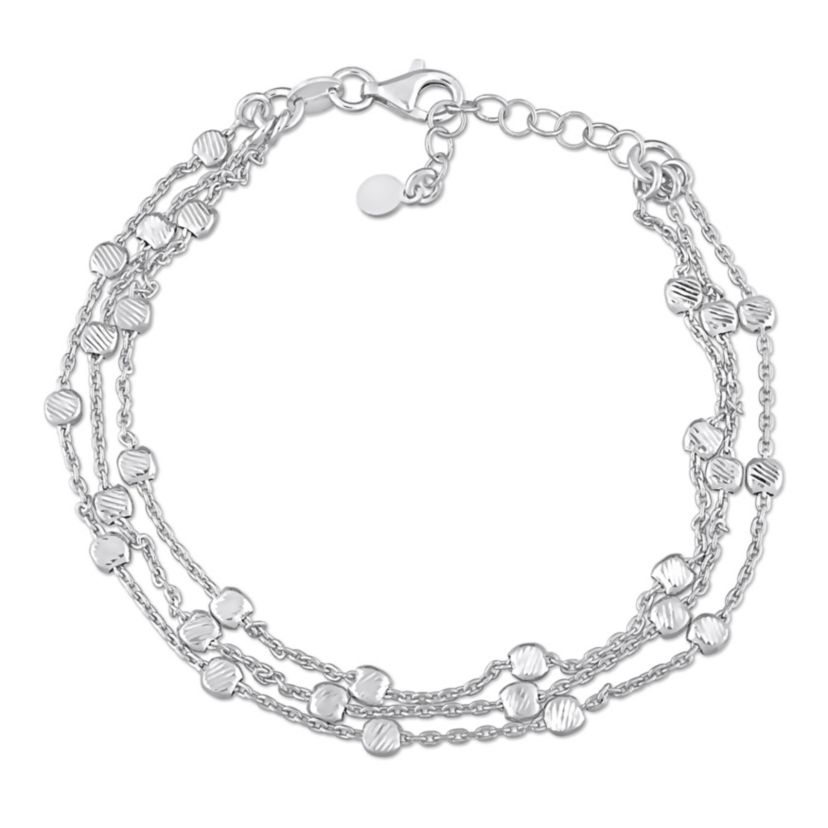Multi-Strand Link Bracelet in Sterling Silver, 7.5"