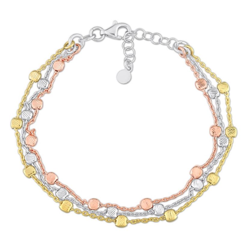 Multi-Strand Bracelet in 3-Tone 18k Gold Plated Sterling Silver