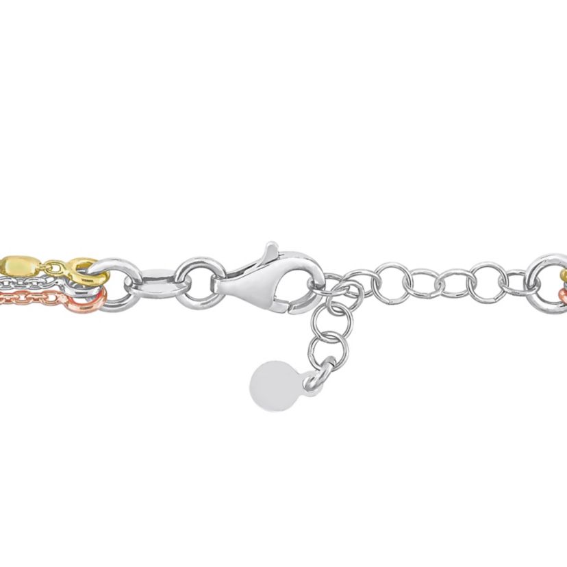 Multi-Strand Bracelet in 3-Tone 18k Gold Plated Sterling Silver
