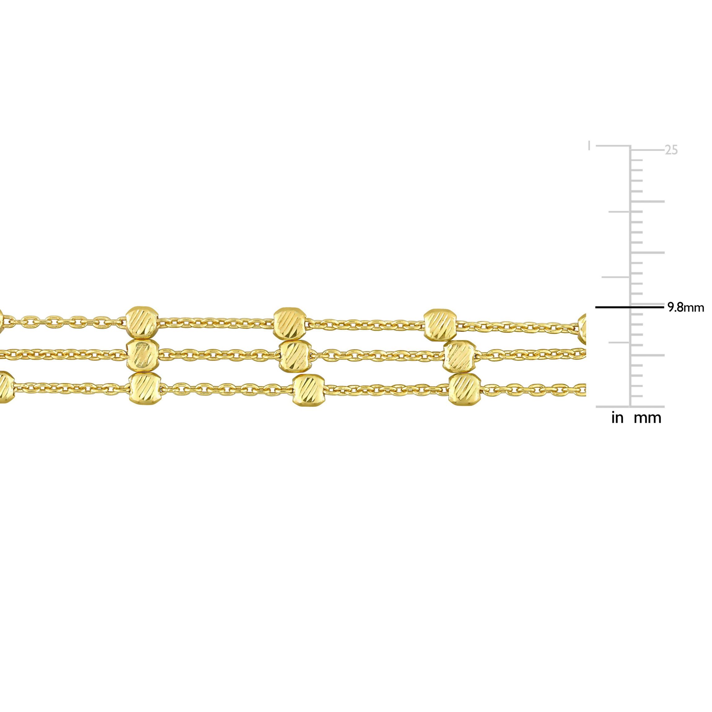 Multi-Strand Chain Bracelet in 18k Yellow Gold Plated Sterling Silver, 7.5"