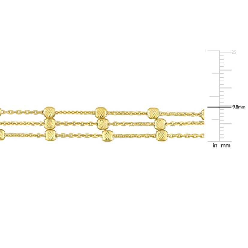 Multi-Strand Chain Bracelet in 18k Yellow Gold Plated Sterling Silver, 7.5"