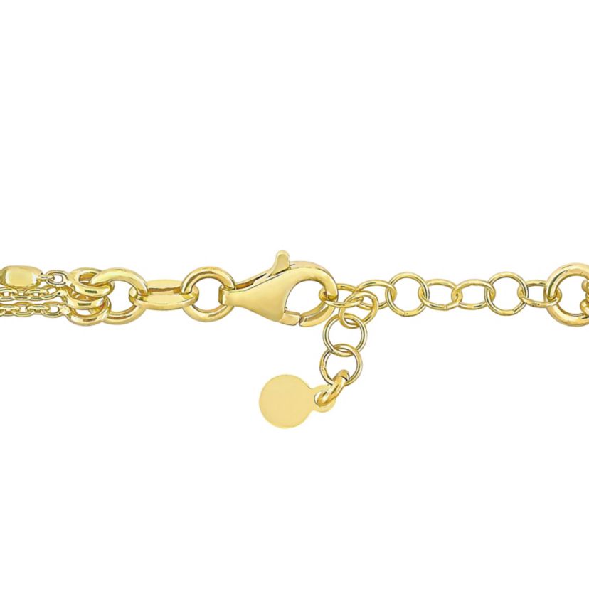 Multi-Strand Chain Bracelet in 18k Yellow Gold Plated Sterling Silver, 7.5"