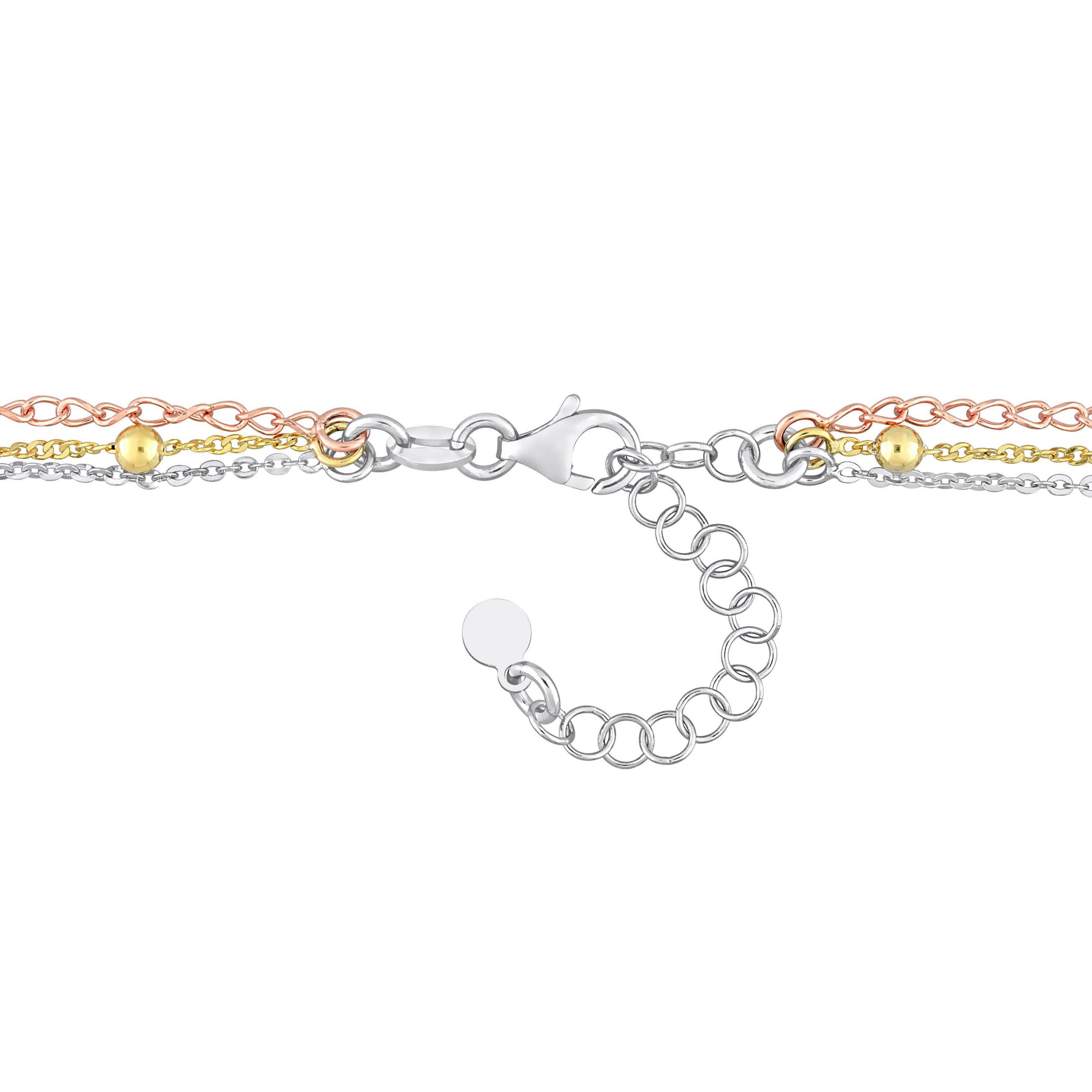 Chain Necklace in 3-Tone 18k Gold Plated Sterling Silver, 19"