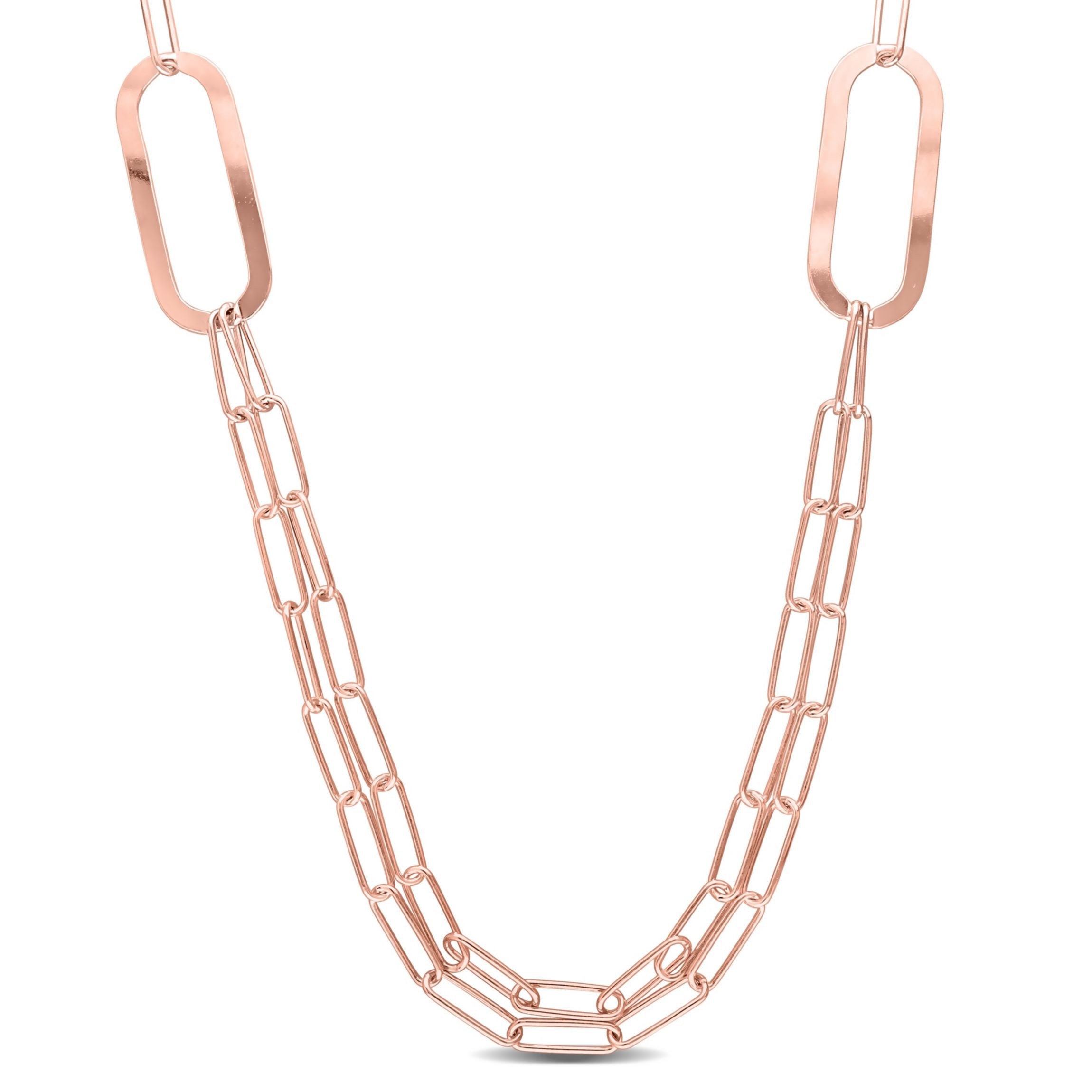 Paperclip Chain Necklace in 18k Rose Gold Plated Sterling Silver, 37"