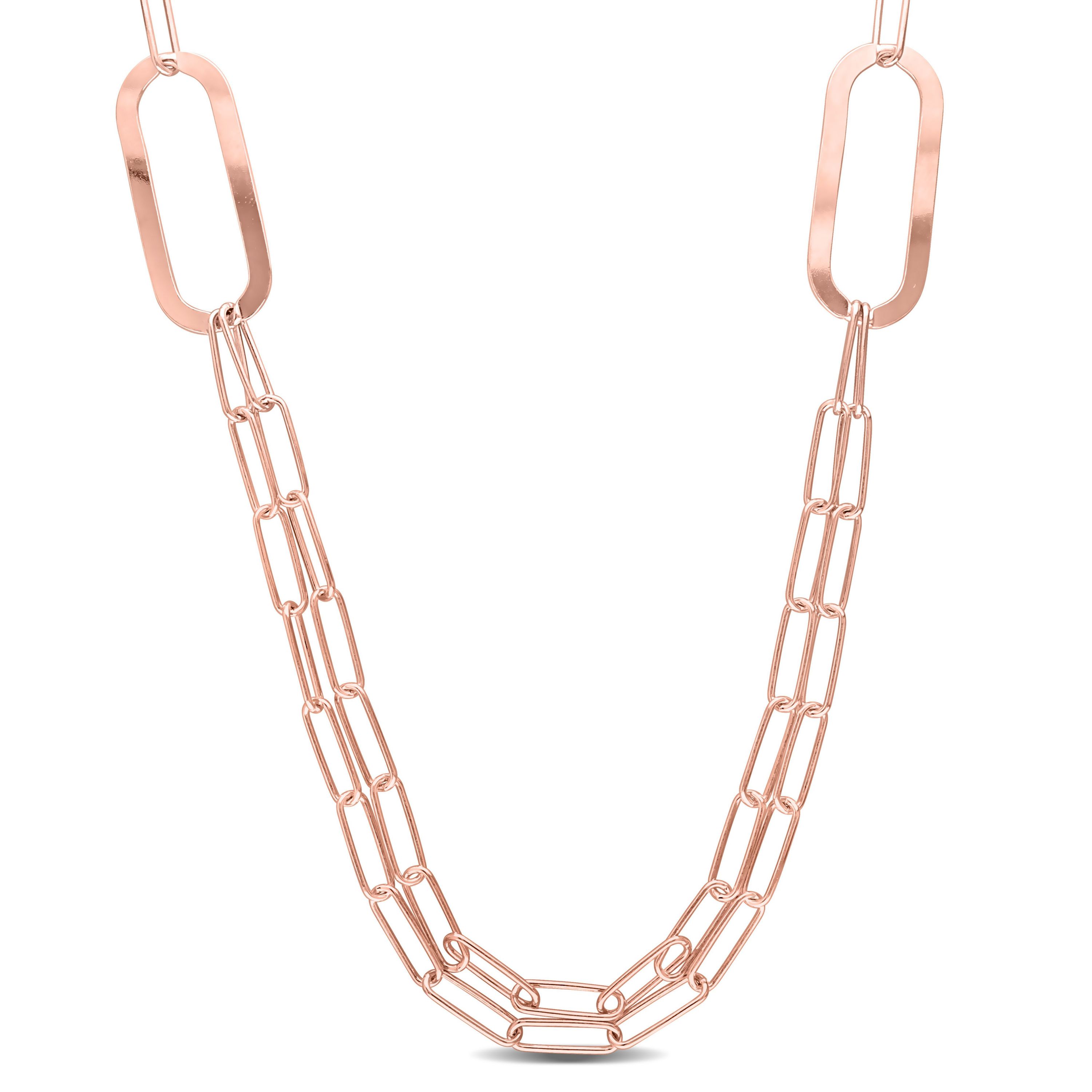 Paperclip Chain Necklace in 18k Rose Gold Plated Sterling Silver, 37"