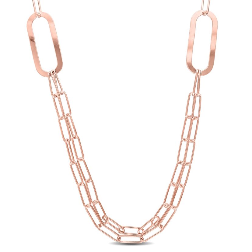 Paperclip Chain Necklace in 18k Rose Gold Plated Sterling Silver, 37"