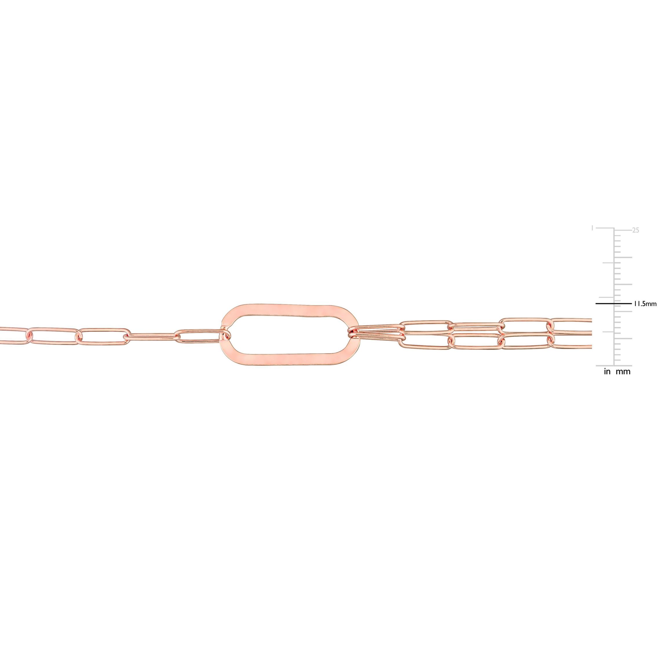 Paperclip Chain Necklace in 18k Rose Gold Plated Sterling Silver, 37"