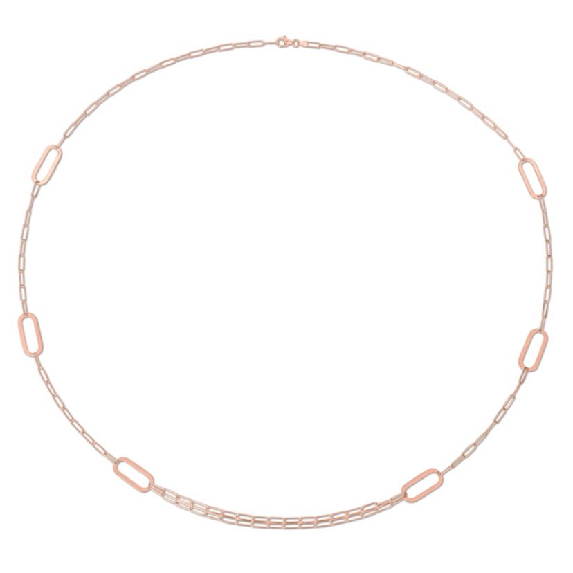 Paperclip Chain Necklace in 18k Rose Gold Plated Sterling Silver, 37"