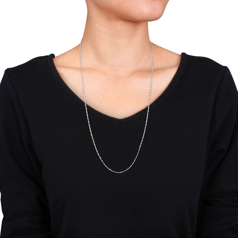 Bead Chain Necklace in Sterling Silver, 24"