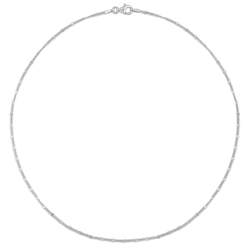 Double Curb Link Chain Necklace in Sterling Silver, 16"