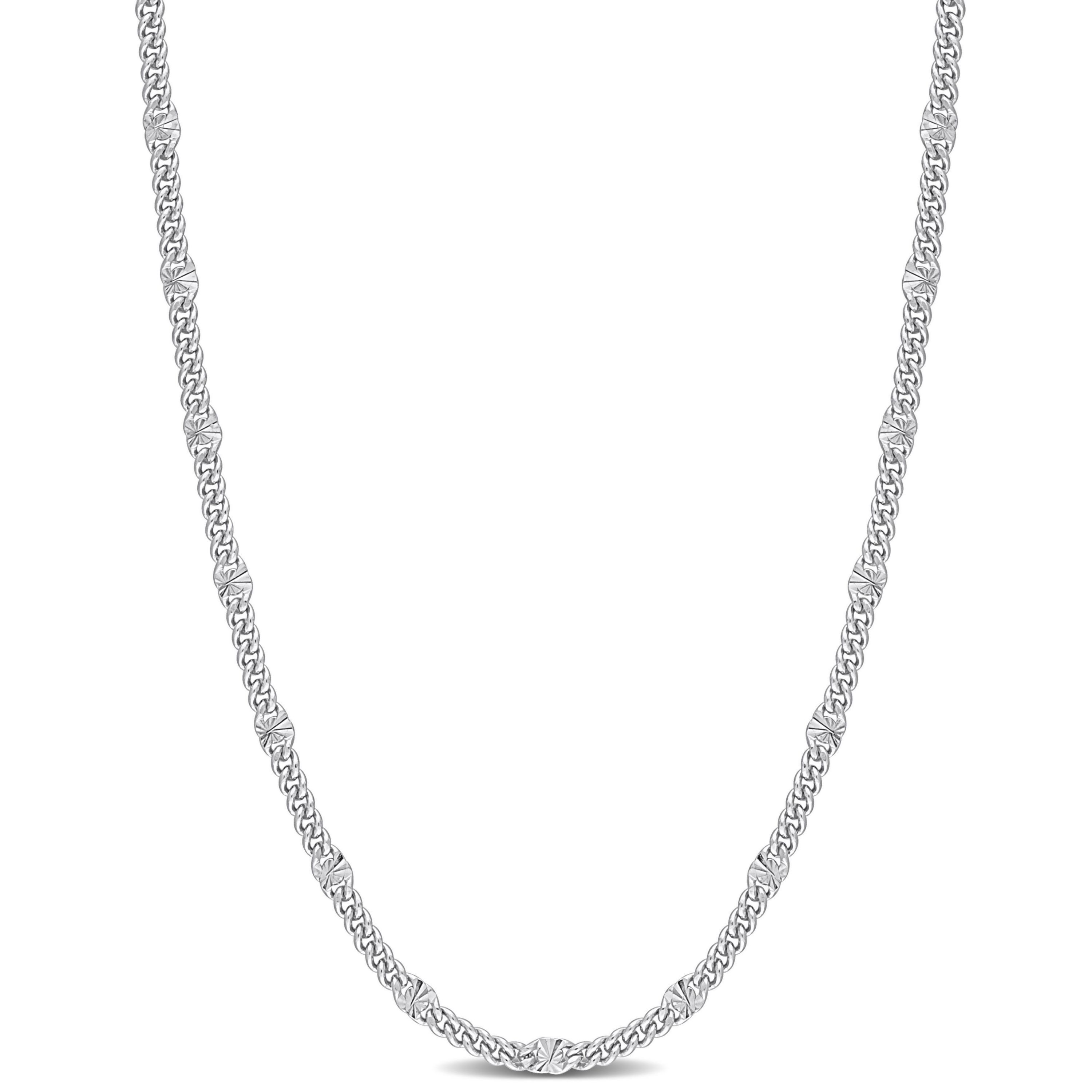 Fancy Curb Link Necklace in Sterling Silver
