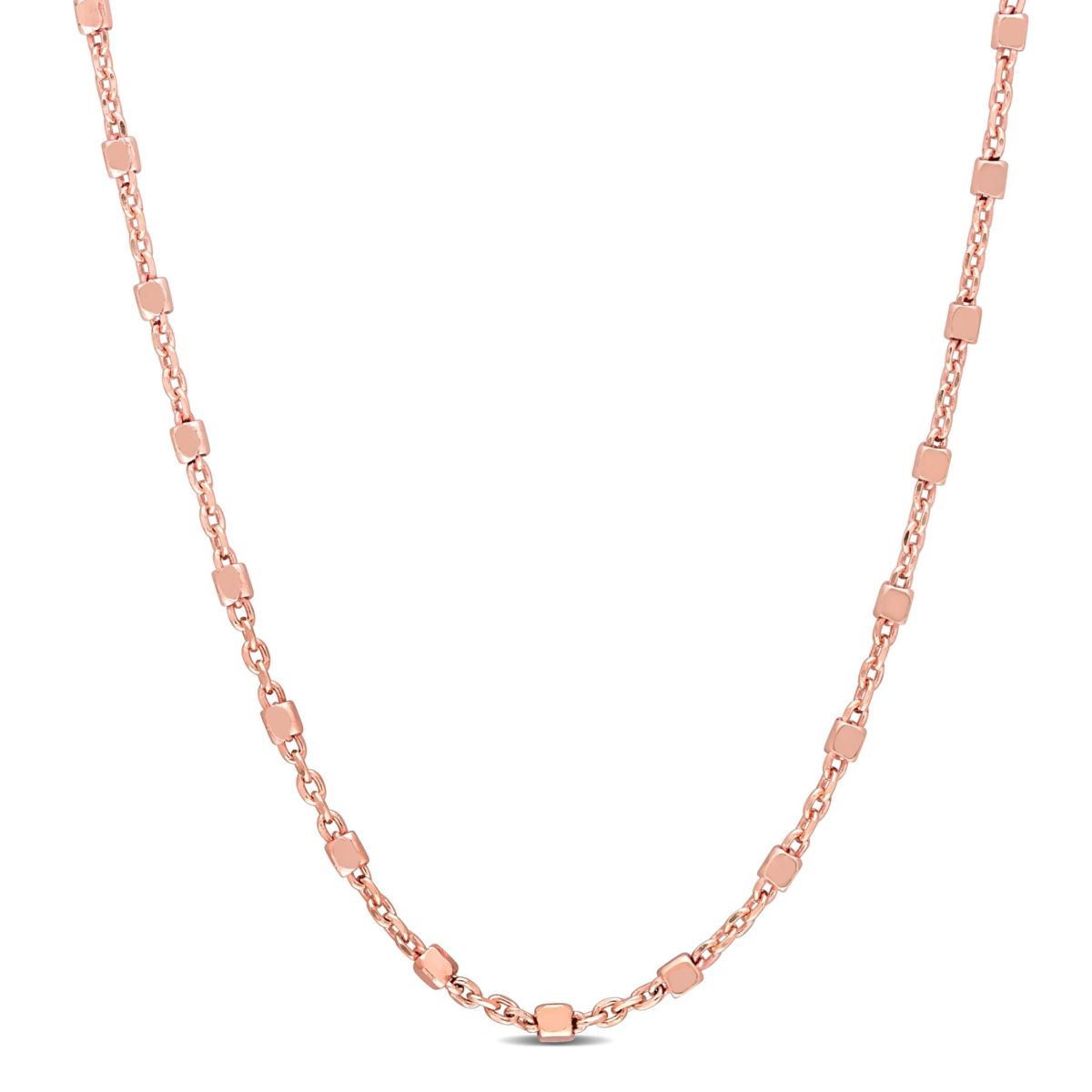 Beaded Chain Necklace in 18k Rose Gold Plated Sterling Silver, 16"