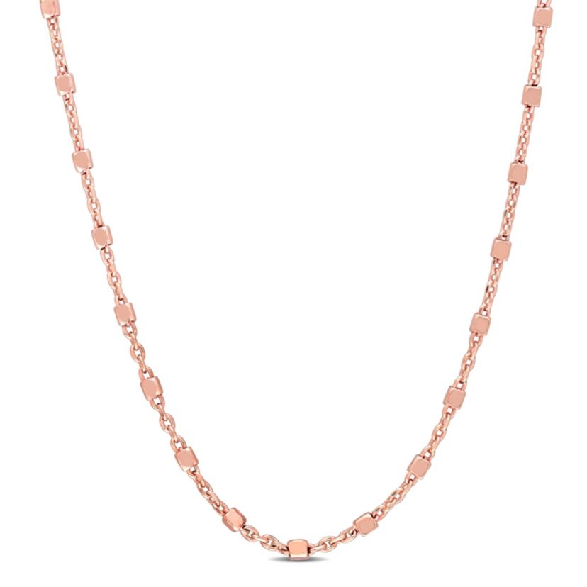 Beaded Chain Necklace in 18k Rose Gold Plated Sterling Silver, 16"