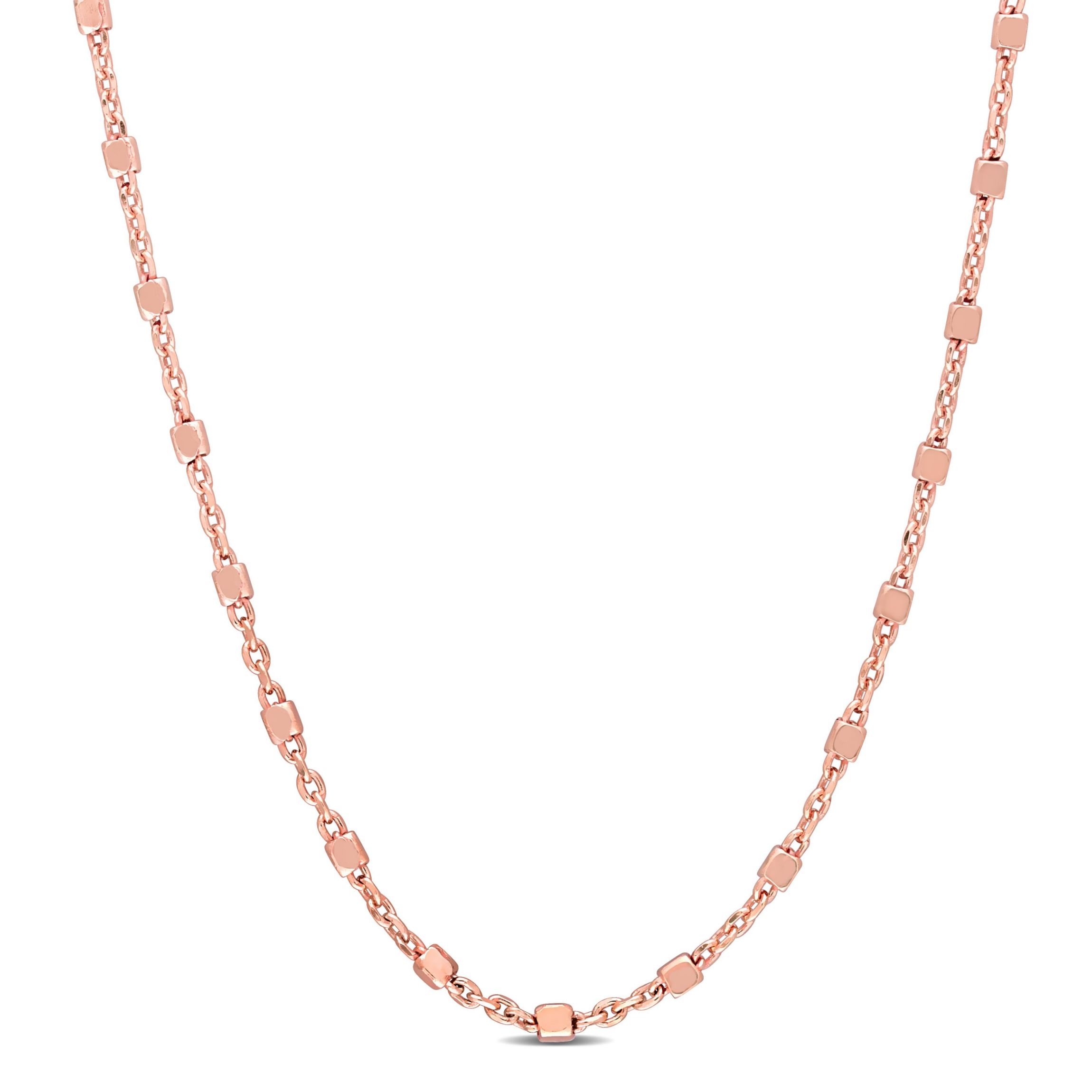 Beaded Chain Necklace in 18k Rose Gold Plated Sterling Silver, 18"