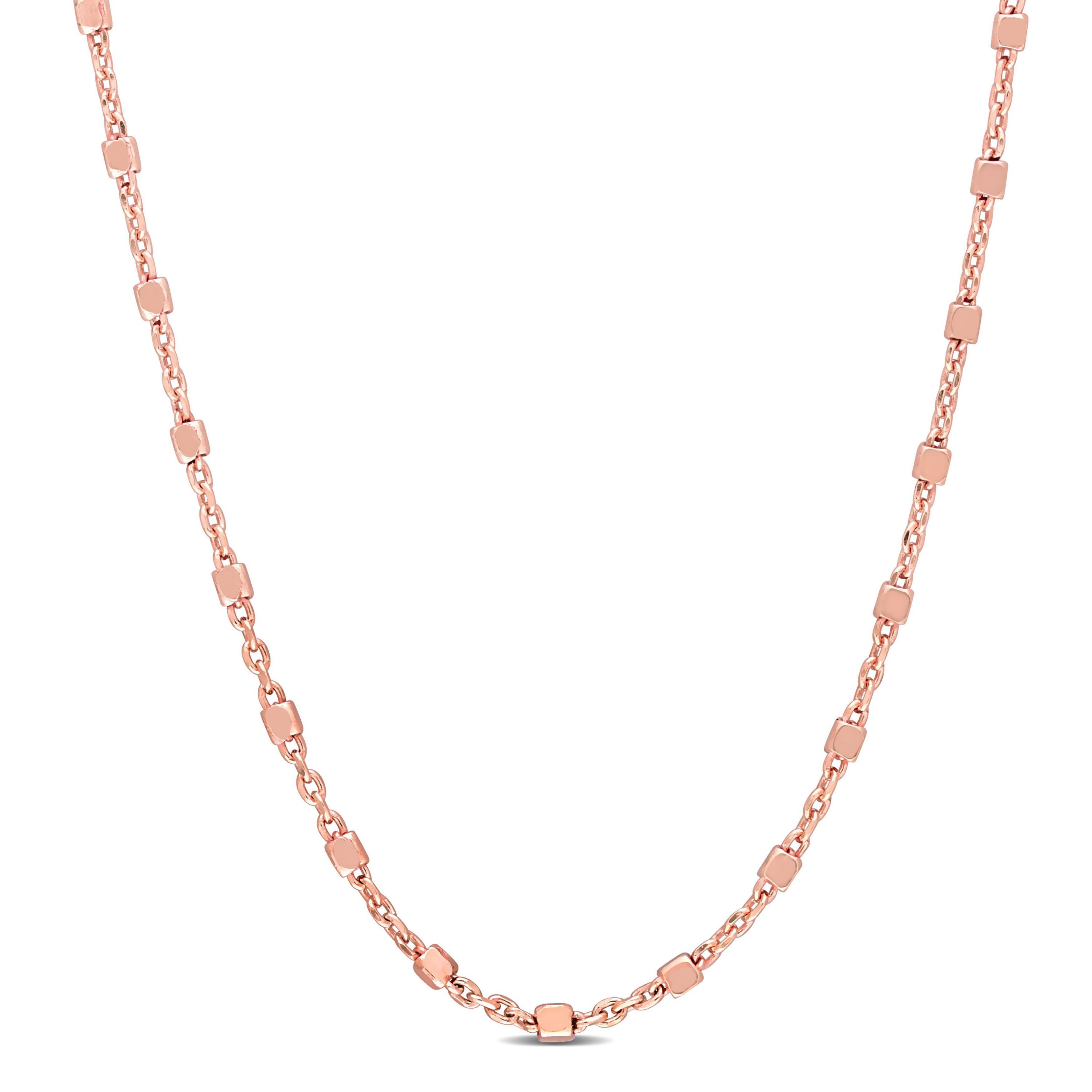 Bead Chain Necklace in 18k Rose Gold Plated Sterling Silver, 24"