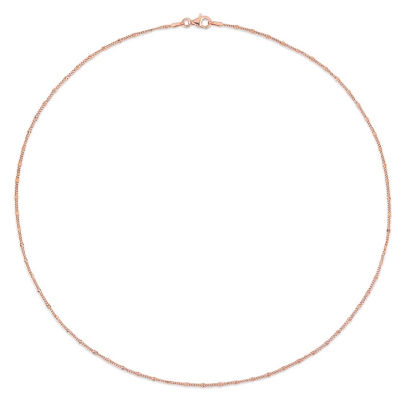 Fancy Curb Link Necklace in 18k Rose Gold Plated Sterling Silver
