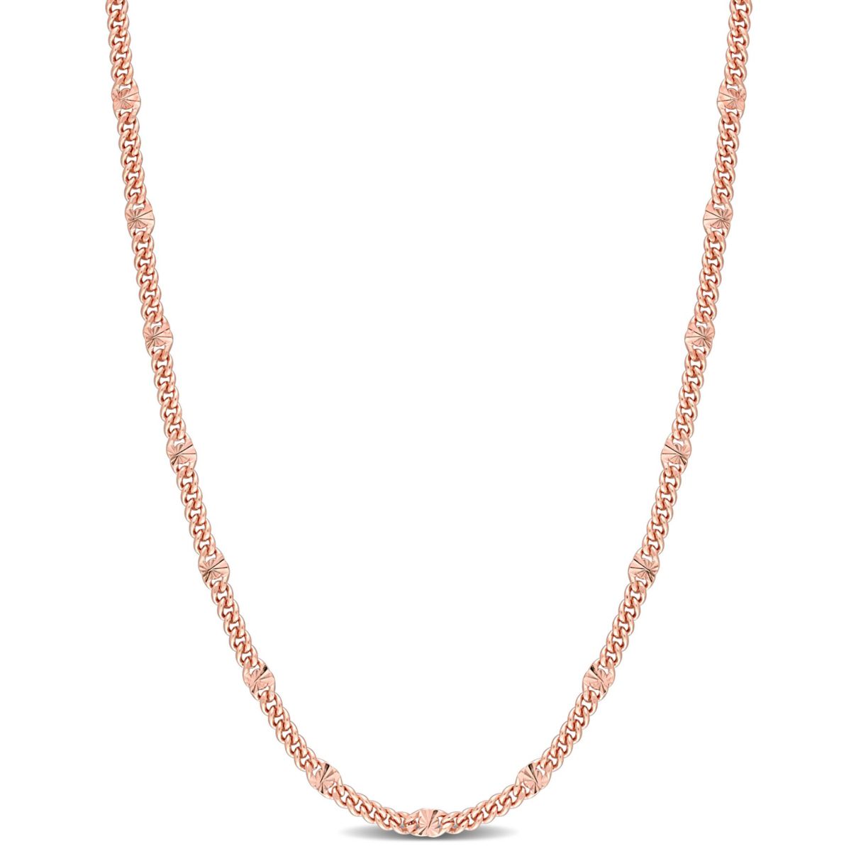 Double Curb Link Chain Necklace in 18k Rose Gold Plated Sterling Silver, 20"