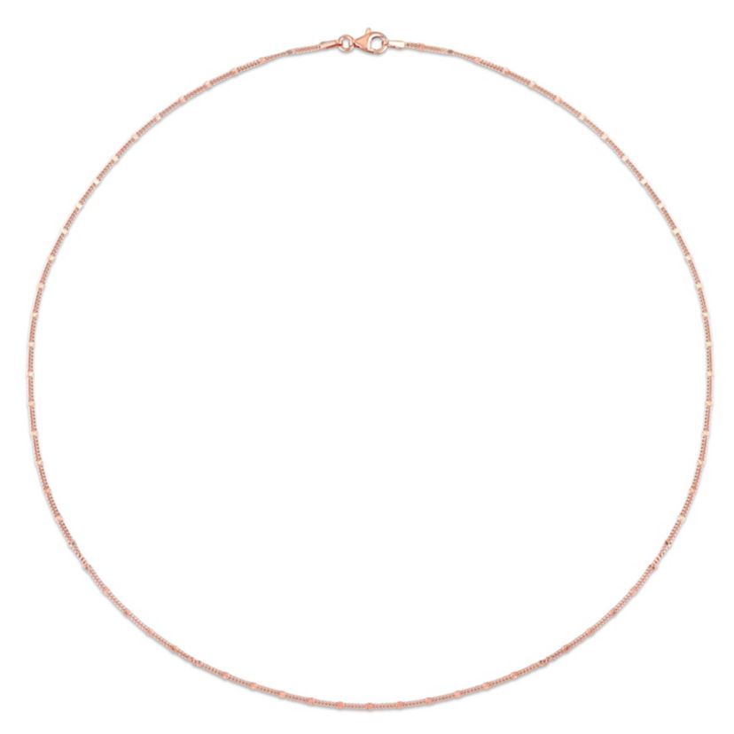 Double Curb Link Chain Necklace in 18k Rose Gold Plated Sterling Silver, 20"