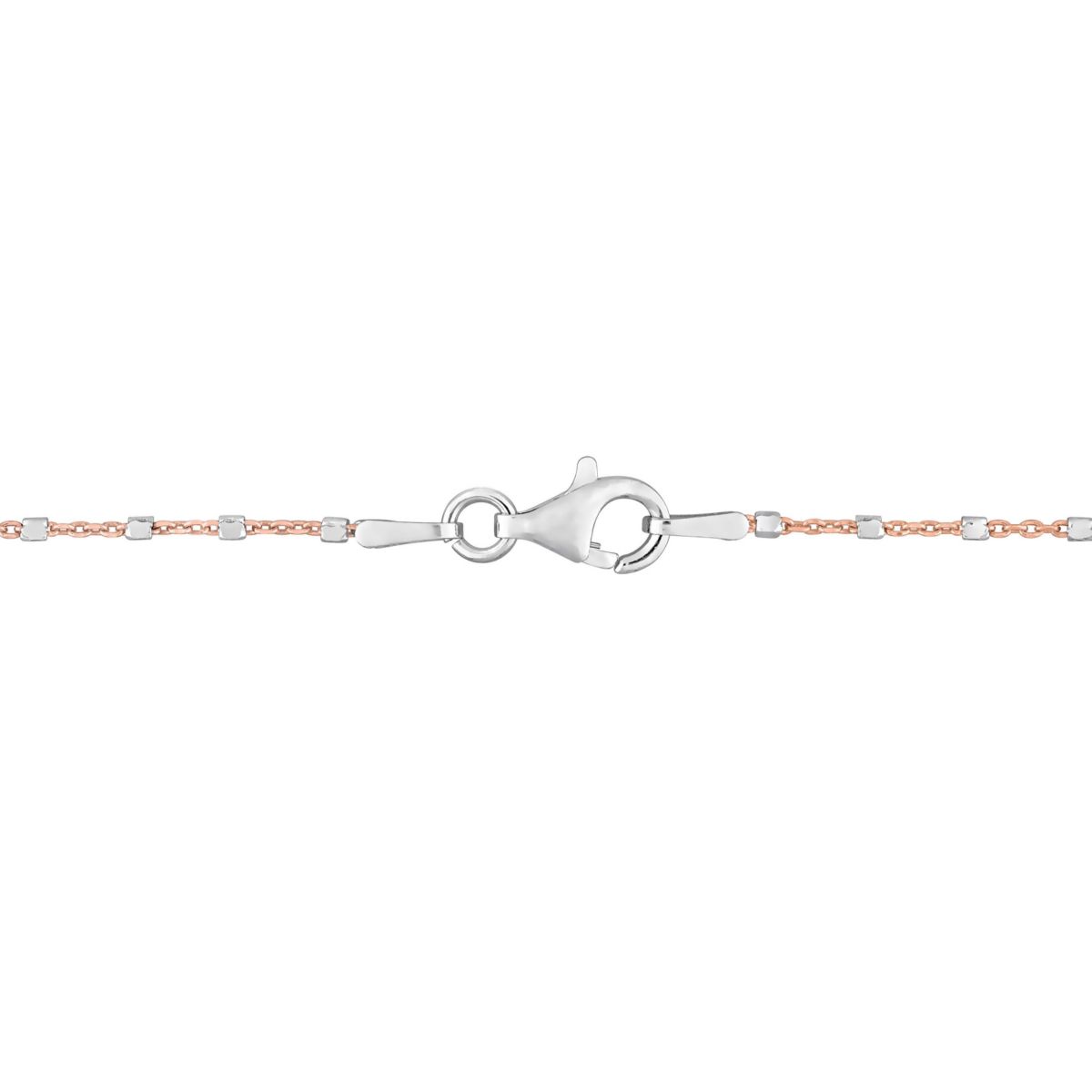 Two-Tone White Bead Chain Necklace in 18k Rose Gold Plated Sterling Silver, 16"